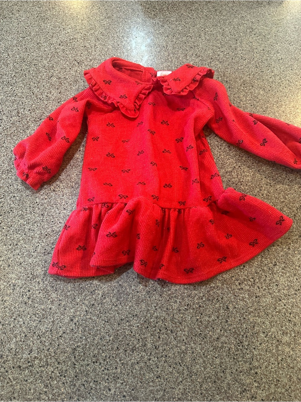 wonder nation Red Knit Dress with Black Bow Motif